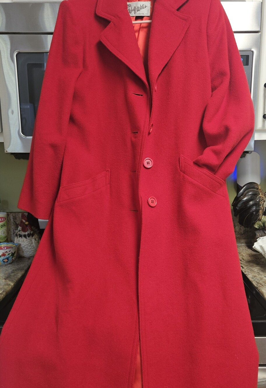 Vintage Fleurette of California Red 100% Camel Hair Full Length Duster Coat